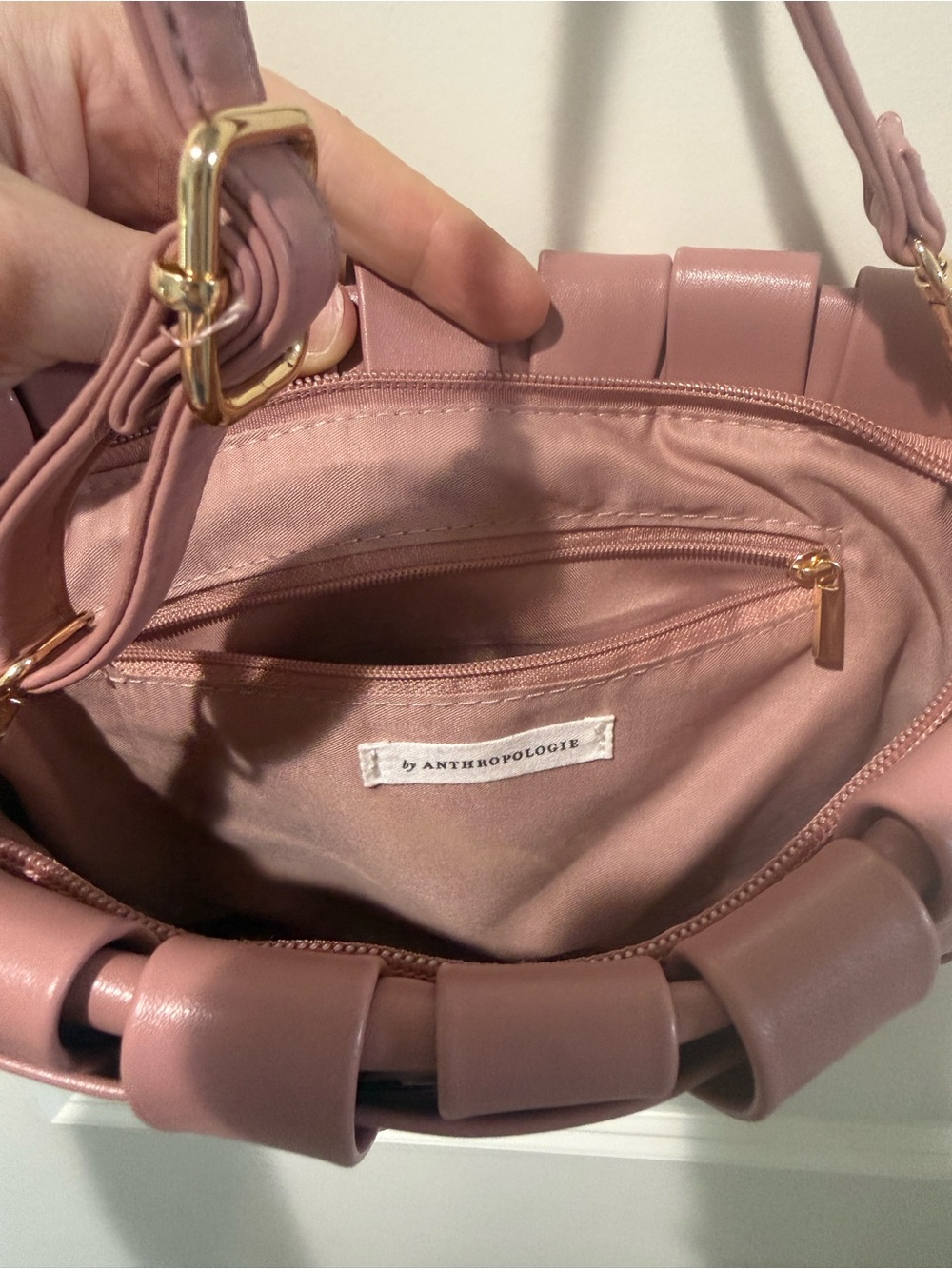 Anthropologie Woven Crossbody Bag & convertible Clutch - Pink - Picture 3 of 3